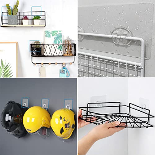KFZDCG 12 Pack Shower Caddy Adhesive Hooks Replacement, Sticker Shelf Basket Strips Suction Hooks Waterproof Transparent Hooks, No Drilling Wall Adhesives Hook for Shower Caddy(3 Styles)