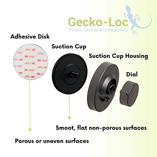 Gecko-Loc 🦎 Large Wide Suction Cup Lock Wall Mount Bathroom Shower Caddy - Wire Storage Basket Rack Organizer - Shampoo Bottle Holder (Black)