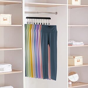 3 Pack Legging Organizer for Closet, Wooden Leggings Hangers Organizer with 30 Metal Clips, Hangers Space Saving Closet Organizer and Storage with 360° Swivel Hook for Leggings, Pants, Skirts, Ties