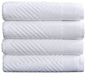 100% cotton soft bath towels set | quick dry and highly absorbent, textured bath towels 27" x 54" (4 pack)