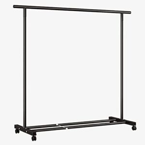 zbyl metal clothes rack garment wardrobe rack, mobile free standing clothing closet rack with wheels, portable frame rolling clothing coat organizer rack with bottom rack, 100×143cm