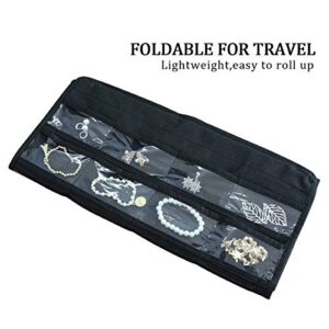 TabEnter Double-Sided Jewelry Hanging Organizer Display Hanger Small Tools Holder with 80 Clear Pockets (Black)