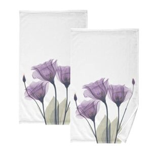 senya towels cotton hand towels pack of 2, lavender hope flowers ultra soft highly absorbent towels for bathroom, 16x28 inches