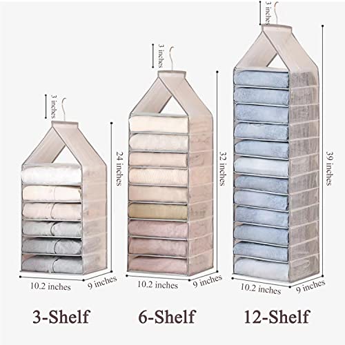 TEGOOL Hanging Closet Organizer, Tier Shelf for Folded Pants Clothes,with Sturdy Hooks Closet Organizers and Storage Bins for Jeans, Trousers,Sweater (9-Shelf)