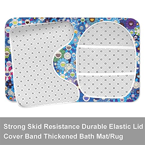 CYUASUAP 4Pcs Takashi-murakami Shower Curtain Sets, with Non-Slip Rugs, Toilet Lid Cover and Bath Mat,Durable Watertight 70x 70 in