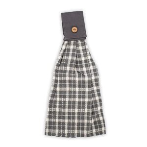 country house fairfax grey plaid 19 x 28 fabric decorative hand towel with button tab