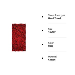 Naanle 3D Beautiufl Natural Red Roses Print Valentine's Day Soft Guest Hand Towel for Bathroom, Hotel, Gym and Spa (16 x 30 Inches)