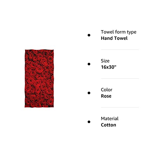 Naanle 3D Beautiufl Natural Red Roses Print Valentine's Day Soft Guest Hand Towel for Bathroom, Hotel, Gym and Spa (16 x 30 Inches)