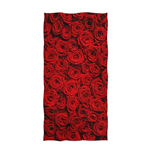 Naanle 3D Beautiufl Natural Red Roses Print Valentine's Day Soft Guest Hand Towel for Bathroom, Hotel, Gym and Spa (16 x 30 Inches)