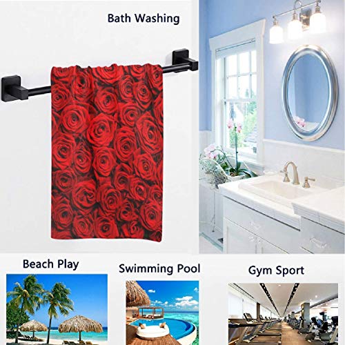 Naanle 3D Beautiufl Natural Red Roses Print Valentine's Day Soft Guest Hand Towel for Bathroom, Hotel, Gym and Spa (16 x 30 Inches)