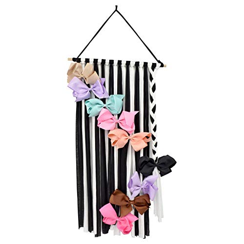 SuperiMan Hair Clips Holder,Fringe Hair Bows Headband Holder Storage Organizer Hanger for Girls (White&Black)