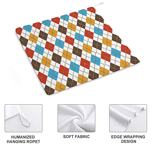 Curdesi Trendy Elegant Argyle Diamond Shapes Pattern Hand Bath Towels Soft Absorbent Microfiber Hand Towel for Bathroom Kitchen, 12 X 12inch