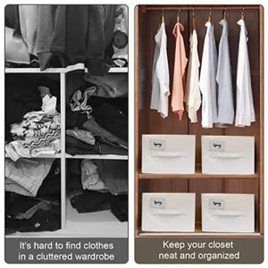 MOOMSINE 4PCS Wardrobe Clothes Organizer with Support Board- Foldable Washable Drawer Organizers for Clothing Foldable Closet Organizers for Jeans, Pants Beige