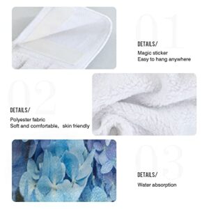 xigua Blue Hydrangea Kitchen Towels Set of 2, Hanging Hand Towels with Loop Soft Absorbent Durable for Bathroom Kitchen Decor