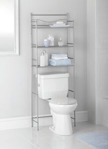 3-shelf over toilet bathroom storage organizer, cabinet, towel rack, bathroom space saver with 3 shelves, satin nickel finish