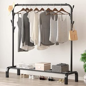 zbyl garment rack wardrobe clothes rack, metal freestanding clothing rack closet organizer for hanging clothes, portable storage shelves standard rod with bottom rack, 115×150cm