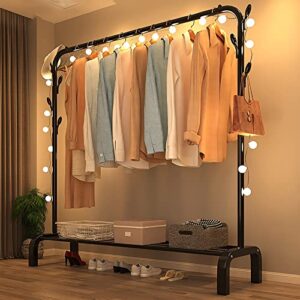 ZBYL Garment Rack Wardrobe Clothes Rack, Metal Freestanding Clothing Rack Closet Organizer for Hanging Clothes, Portable Storage Shelves Standard Rod with Bottom Rack, 115×150cm