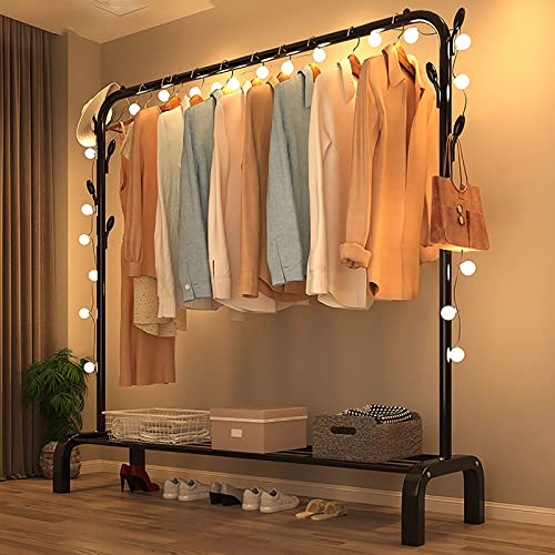 ZBYL Garment Rack Wardrobe Clothes Rack, Metal Freestanding Clothing Rack Closet Organizer for Hanging Clothes, Portable Storage Shelves Standard Rod with Bottom Rack, 115×150cm