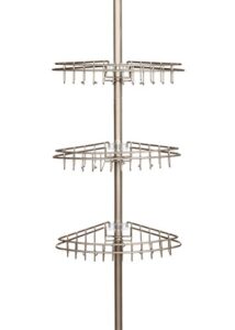 kenney 3-tier tension pole shower caddy with stainless steel baskets