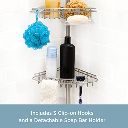 Kenney 3-Tier Tension Pole Shower Caddy with Stainless Steel Baskets