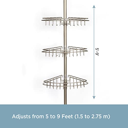 Kenney 3-Tier Tension Pole Shower Caddy with Stainless Steel Baskets