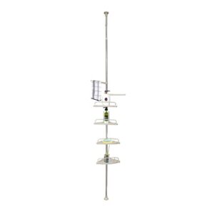 fixturedisplays® bathtub and shower tension storage corner caddy w/ stainless steel fixed bar 3.3-10' adjustable height 15930