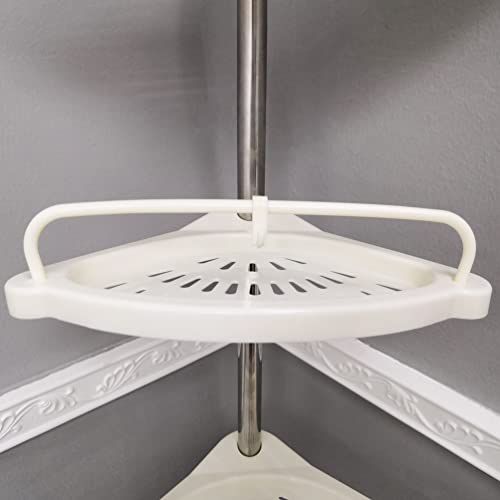 FixtureDisplays® Bathtub and Shower Tension Storage Corner Caddy W/ Stainless Steel Fixed Bar 3.3-10' Adjustable Height 15930