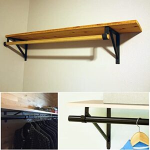 4 Packs of Heavy Duty Closet Shelf and Rod Bracket, Eau Black Closet Shelf Bracket with Rod Support Great for Both Shelf Storage and Closet Rod