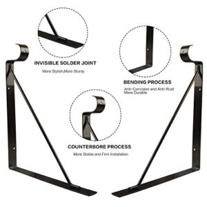 4 Packs of Heavy Duty Closet Shelf and Rod Bracket, Eau Black Closet Shelf Bracket with Rod Support Great for Both Shelf Storage and Closet Rod