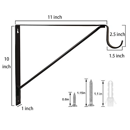 4 Packs of Heavy Duty Closet Shelf and Rod Bracket, Eau Black Closet Shelf Bracket with Rod Support Great for Both Shelf Storage and Closet Rod