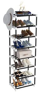 srqmq sturdy metal shoe rack organizer, 8 tiers vertical shoe rack holds 16 pairs shoes for entryway, bedrooms and stair passage