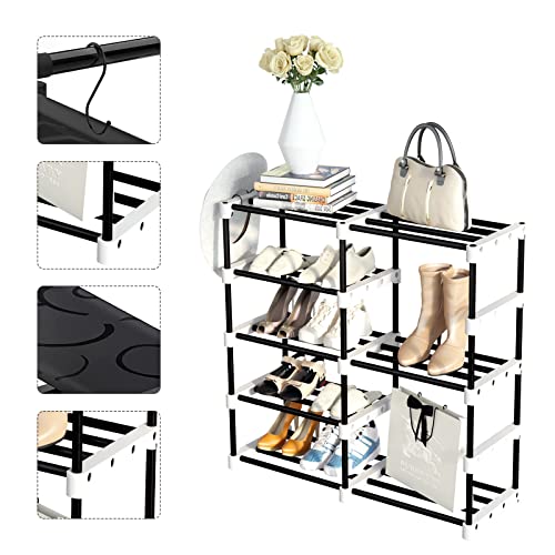 SRQMQ Sturdy Metal Shoe Rack Organizer, 8 Tiers Vertical Shoe Rack Holds 16 Pairs Shoes for Entryway, Bedrooms and Stair Passage