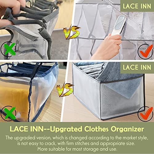 1 Pcs Wardrobe Clothes Organizer LACE INN Upgraded Drawer Wardrobe Closet Dresser Organizers for Clothing, Drawer Storage Organizer for Folding Jeans Bra Socks Underwear