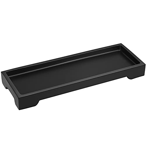 Luxspire Bathroom Vanity Tray, Resin Black Bathroom Tray Toilet Tank Tray, 11 x 4 inch Kitchen Sink Trays, Countertop Organizer for Candles Soap Towel Perfume Holder Jewelry Dish, Small, Matte Black