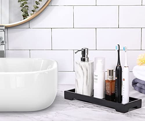 Luxspire Bathroom Vanity Tray, Resin Black Bathroom Tray Toilet Tank Tray, 11 x 4 inch Kitchen Sink Trays, Countertop Organizer for Candles Soap Towel Perfume Holder Jewelry Dish, Small, Matte Black