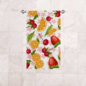 Hand Towels Face Towels Set of 2 Sweet Summer Fruits Soft Comfortable Polyester Microfiber Fast Water Absorbent Towels for Bathroom Kitchen 30X15 Inch