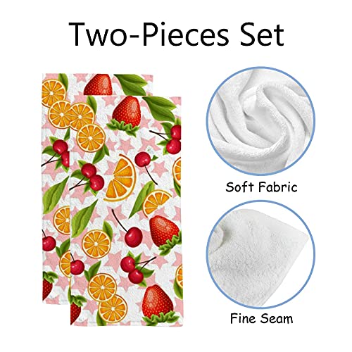 Hand Towels Face Towels Set of 2 Sweet Summer Fruits Soft Comfortable Polyester Microfiber Fast Water Absorbent Towels for Bathroom Kitchen 30X15 Inch