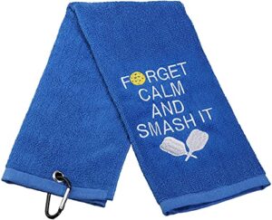 pickleball gift towel forget calm and smash it embroidered towel gift for pickleball lover (smash it towel)