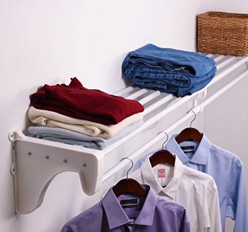 EZ Shelf DIY Expandable Closet Shelf & Rod - 65.3” - 120" White - Mounts to Back Wall (Floating)