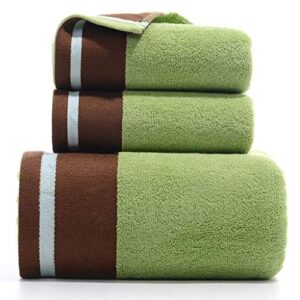 3 piece bath towel set, combed cotton bath towels absorbent bath sheets soft shower towels bathroom hand towel luxury bath towels sets for bathroom,green
