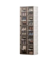 mayibox shoe cabinet 2-20 grid stackable transparent folding shoe box plastic storage box storage 2-40 pairs of shoes (2 rows 20 grids)