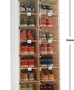 MAYIBOX Shoe Cabinet 2-20 Grid Stackable Transparent Folding Shoe Box Plastic Storage Box Storage 2-40 Pairs of Shoes (2 Rows 20 grids)