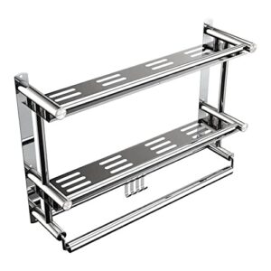 fvrtft shower caddy shelf with 4 hooks, caddy organizer wall mounted rustproof basket with adhesive,stainless steel, storage rack for bathroom shower kitchen (size : 60cm)