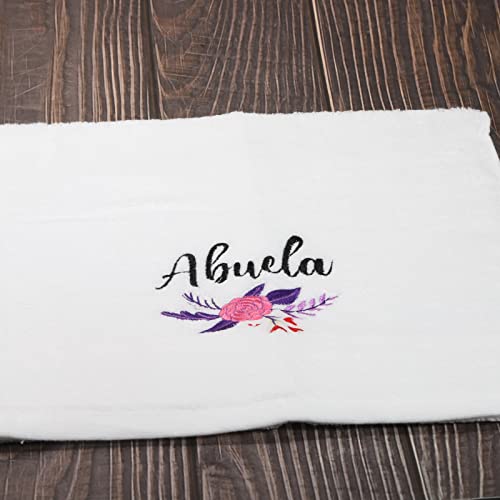 PXTIDY Abuela Towel Gift for Grandma in Spanish Embroidered Wash Towel Abuela Grandma Hand Towel Grandma Birthday Gift New Grandmother Gift