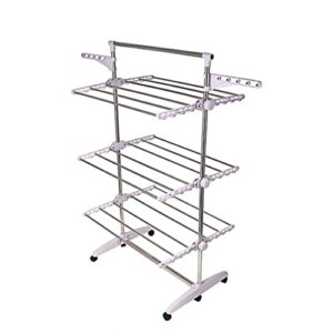 chysp coat hanger 6 tiers adjustable telescopic rolling garment clothes airer horse stainless laundry rack hanging folding hanger