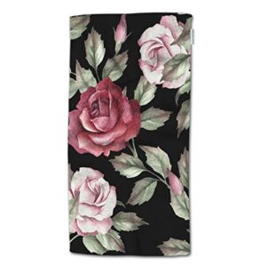 hgod designs hand towel rose,watercolor roses pattern hand towel best for bathroom kitchen bath and hand towels 30" lx15 w