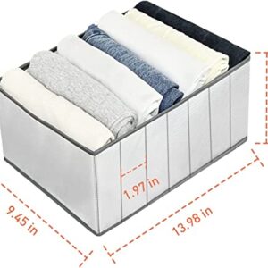 Wardrobe Clothes Organizer for Drawers, New Version Foldable Cube Organizers for/Wardrobe/Closet/Drawer, Sturdy Fabric Storage Basket Cube with Built-in Boards, Closet Organizers,Grey