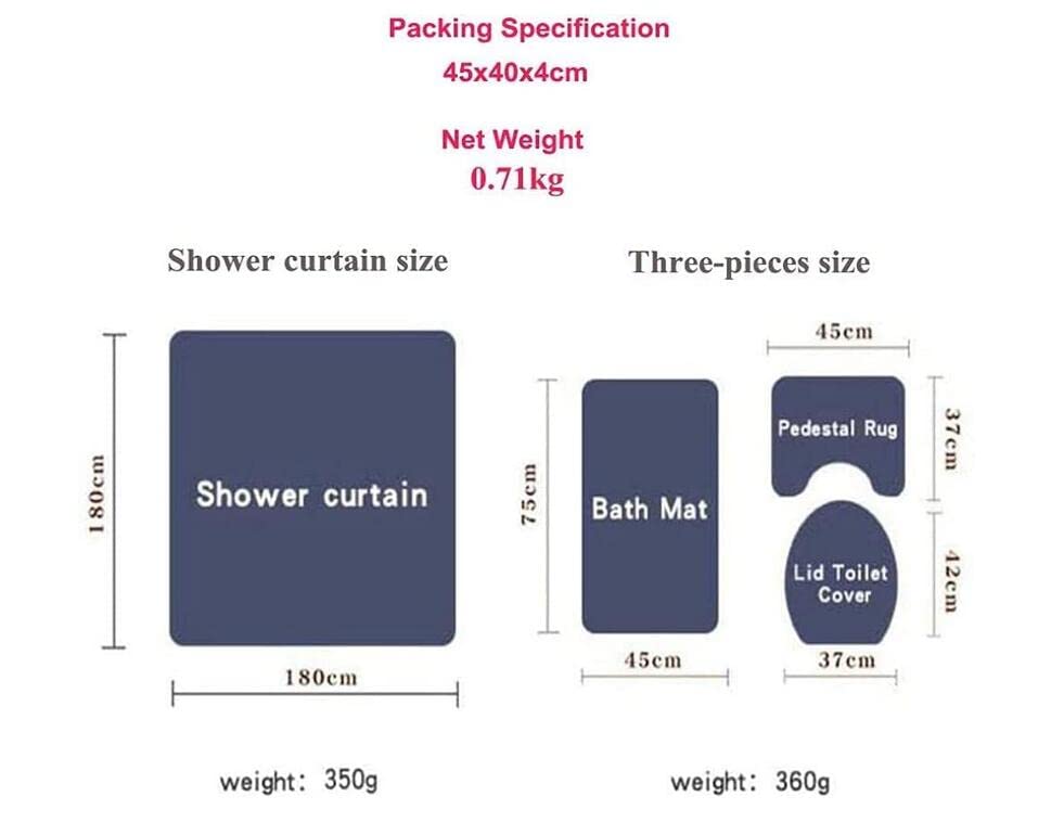 StarBlue-HGS Tropical Fruits Watermelon Banana Waterproof Shower Curtain Set Summer Pineapple Bathroom Bathtub Mat Toilet Cover Mat Set