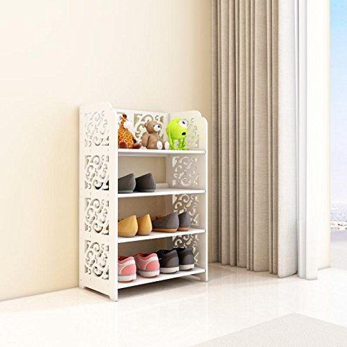 Jerry & Maggie - 4 tier WPC Shoe Rack / Shoe Storage Stackable Shelves Free Standing Shoe Racks - White