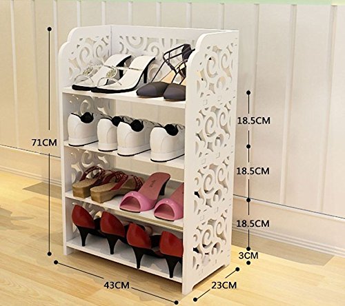 Jerry & Maggie - 4 tier WPC Shoe Rack / Shoe Storage Stackable Shelves Free Standing Shoe Racks - White